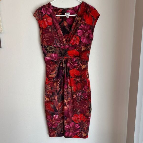 Vintage Cache wool blend jewel tone Fall Red and Purple women’s Dress size 8 EUC - Picture 1 of 10